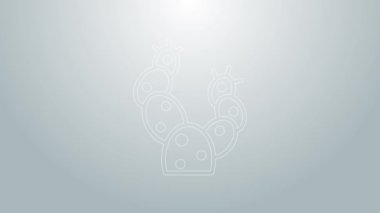 Mavi çizgi Kaktüs simgesi gri arkaplanda izole edildi. 4K Video hareketli grafik canlandırması