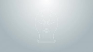 Mavi çizgili Meksikalı güreşçi ikonu gri arka planda izole edilmiş. 4K Video hareketli grafik canlandırması