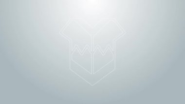 Mavi çizgi Geleneksel Meksikalı panço giysi ikonu gri arka planda izole edildi. 4K Video hareketli grafik canlandırması