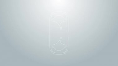 Mavi çizgi Burrito simgesi gri arkaplanda izole edildi. Geleneksel Meksika fast food 'u. 4K Video hareketli grafik canlandırması