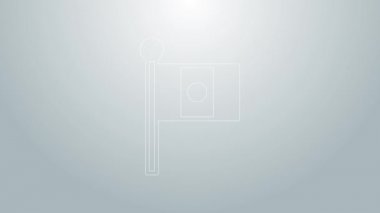Bayrak direği simgesindeki mavi çizgi Meksika bayrağı gri arka planda izole edildi. 4K Video hareketli grafik canlandırması