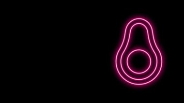 Parlayan neon hattı Avocado meyve simgesi siyah arkaplanda izole edildi. 4K Video hareketli grafik canlandırması