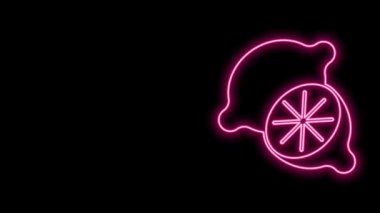 Parlayan neon hattı kireç simgesi siyah arkaplanda izole edildi. 4K Video hareketli grafik canlandırması
