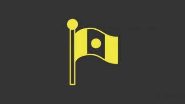 Bayrak direği ikonundaki sarı Meksika bayrağı gri arka planda izole edildi. 4K Video hareketli grafik canlandırması