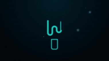 Parlayan neon hattı dondurma ikonu siyah arka planda izole edildi. Güzel sembol. 4K Video hareketli grafik canlandırması