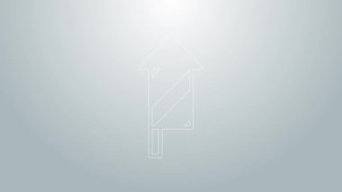Mavi çizgi Firework roket ikonu gri arka planda izole edildi. Eğlence partisi anlayışı. Patlayıcı havai fişek sembolü. 4K Video hareketli grafik canlandırması
