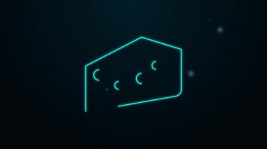 Parlak neon çizgili kek simgesi siyah arkaplanda izole edilmiş. Doğum günün kutlu olsun. 4K Video hareketli grafik canlandırması