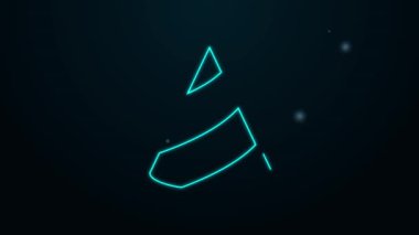 Parlayan neon hattı Parti şapka simgesi siyah arkaplanda izole edildi. Doğum günü şapkası. 4K Video hareketli grafik canlandırması