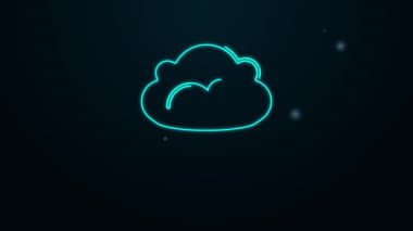 Parlayan neon çizgisi Kek simgesi siyah arkaplanda izole edildi. 4K Video hareketli grafik canlandırması