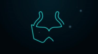Parlayan neon hattı Festive maske simgesi siyah arkaplanda izole edildi. Mutlu Noeller ve mutlu yıllar. 4K Video hareketli grafik canlandırması