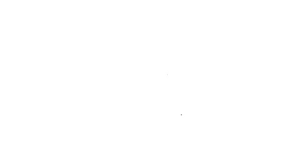 Linea nera Auto elettrica e cavo elettrico icona di ricarica isolato su sfondo bianco. Tecnologie ecologiche rinnovabili. Animazione grafica 4K Video motion — Video Stock
