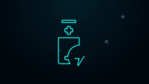 Glowing neon line Battery icon isolated on black background. Lightning bolt symbol. 4K Video motion graphic animation — Stock Video