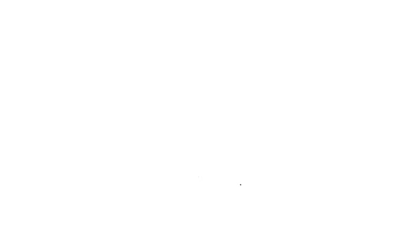 Černá čára Baterie ikona izolované na bílém pozadí. Symbol blesku. Grafická animace pohybu videa 4K — Stock video