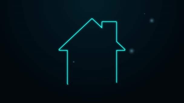 Glowing neon line Smart house and light bulb icon isolated on black background. 4K Video motion graphic animation — Stock Video