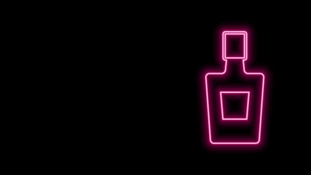Zářící neonová čára Tequila láhev ikona izolované na černém pozadí. Mexický alkoholický nápoj. Grafická animace pohybu videa 4K — Stock video
