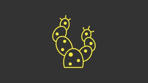 Icono de cactus amarillo aislado sobre fondo gris. Animación gráfica de vídeo 4K — Vídeos de Stock