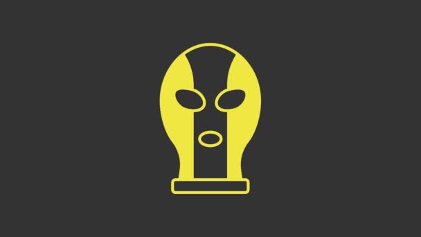 Yellow Mexican wrestler icon isolated on grey background. 4K Video motion graphic animation — Stock Video
