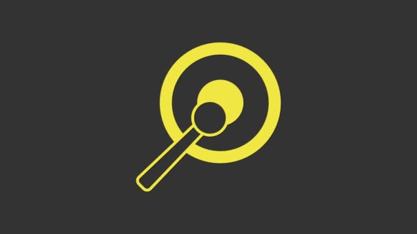 Yellow Gong musical percussion instrument circular metal disc and hammer icon isolated on grey background. 4K Video motion graphic animation — Stock Video