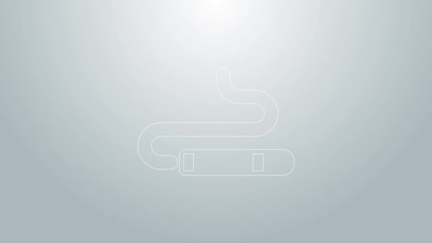 Línea azul Icono de cigarro aislado sobre fondo gris. Animación gráfica de vídeo 4K — Vídeo de stock
