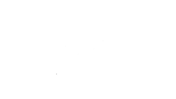 Fekete vonal Torta ikon elszigetelt fehér háttér. Boldog szülinapot! 4K Videó mozgás grafikus animáció — Stock videók