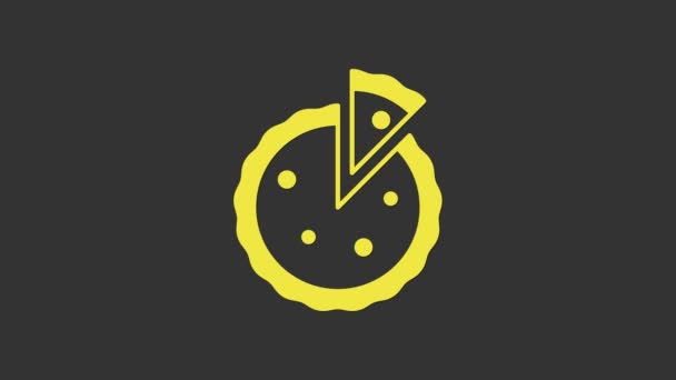 Gele zelfgemaakte taart pictogram geïsoleerd op grijze achtergrond. 4K Video motion grafische animatie — Stockvideo