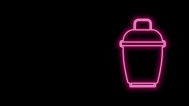 Glödande neon linje Cocktail shaker ikon isolerad på svart bakgrund. 4K Video motion grafisk animation — Stockvideo