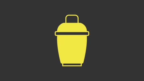 Icono de coctelera amarillo aislado sobre fondo gris. Animación gráfica de vídeo 4K — Vídeos de Stock