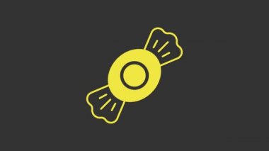 Sarı Şeker simgesi gri arkaplanda izole edildi. 4K Video hareketli grafik canlandırması