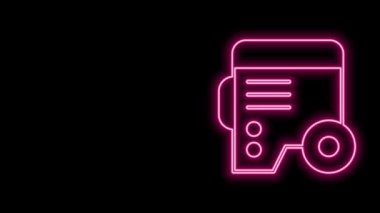 Parlayan neon hattı taşınabilir elektrik jeneratörü simgesi siyah arkaplanda izole edildi. Sanayi ve ev taşınmaz güç jeneratörü. 4K Video hareketli grafik canlandırması