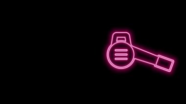 Parlayan neon hattı Yaprak üfleyici simgesi siyah arkaplanda izole edildi. 4K Video hareketli grafik canlandırması