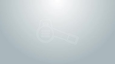 Gri arkaplanda mavi çizgi Yaprak üfleyici simgesi izole edildi. 4K Video hareketli grafik canlandırması