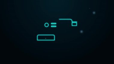 Parlayan neon hattı elektrik zımpara ikonu siyah arkaplanda izole edildi. Yörünge zımpara makinesi. Zemin ve ahşap zımpara kağıdı için. 4K Video hareketli grafik canlandırması
