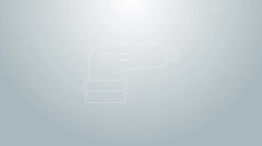 Mavi çizgi elektrikli zımpara makinesi simgesi gri arkaplanda izole edildi. Yörünge zımpara makinesi. Zemin ve ahşap zımpara kağıdı için. 4K Video hareketli grafik canlandırması