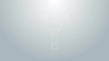 Mavi Hat İnşaat kaya matkabı simgesi gri arka planda izole edildi. 4K Video hareketli grafik canlandırması