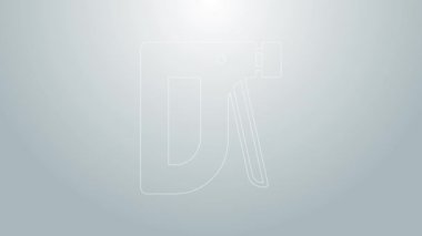 Mavi çizgi inşaat zımba ikonu gri arka planda izole edildi. Çalışan alet. 4K Video hareketli grafik canlandırması