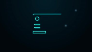 Parlayan neon hattı elektrik zımpara ikonu siyah arkaplanda izole edildi. Yörünge zımpara makinesi. Zemin ve ahşap zımpara kağıdı için. 4K Video hareketli grafik canlandırması
