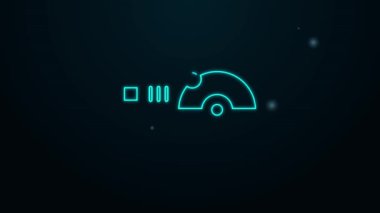 Parlayan neon hattı Angle Öğütücü simgesi siyah arkaplanda izole edildi. 4K Video hareketli grafik canlandırması