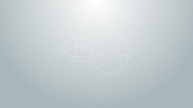 Mavi çizgi açılı öğütücü simgesi gri arkaplanda izole edildi. 4K Video hareketli grafik canlandırması