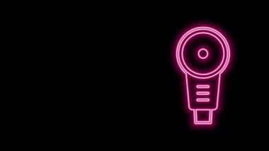 Parlayan neon hattı Angle Öğütücü simgesi siyah arkaplanda izole edildi. 4K Video hareketli grafik canlandırması