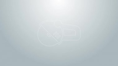Mavi çizgi açılı öğütücü simgesi gri arkaplanda izole edildi. 4K Video hareketli grafik canlandırması