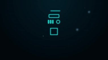 Parlayan neon hattı inşaat kaya matkabı simgesi siyah arka planda izole edildi. 4K Video hareketli grafik canlandırması