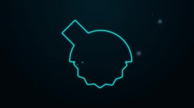 Siyah arka planda izole edilmiş çelik dişli disk simgesi ile parlayan neon çizgisi elektrikli testere. Tahta ya da metal kesmek için elektrikli el aleti. 4K Video hareketli grafik canlandırması