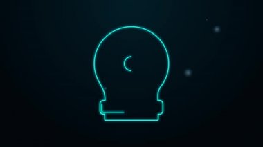 Parlayan neon hattı astronot başlığı simgesi siyah arkaplanda izole edildi. 4K Video hareketli grafik canlandırması