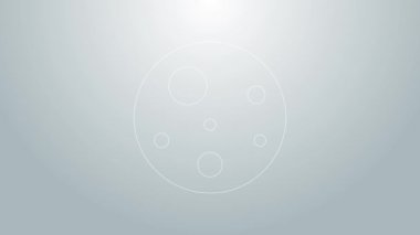 Mars Gezegeni 'nin mavi çizgi simgesi gri arkaplanda izole edildi. 4K Video hareketli grafik canlandırması
