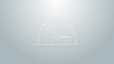 Mavi çizgi uzay kapsülü simgesi gri arkaplanda izole edildi. 4K Video hareketli grafik canlandırması