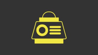 Sarı uzay kapsülü simgesi gri arkaplanda izole edildi. 4K Video hareketli grafik canlandırması