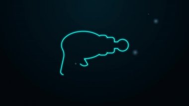 Parlayan neon hattı Ray silahı ikonu siyah arkaplanda izole edildi. Lazer silahı. Uzay silahı. 4K Video hareketli grafik canlandırması