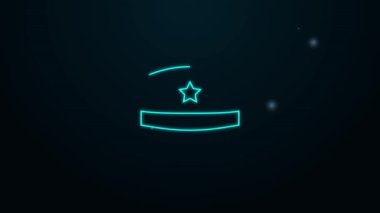 Parlayan neon hattı askeri bere simgesi siyah arka planda izole edildi. Asker şapkası. Ordu şapkası. Savaş şapkası. 4K Video hareketli grafik canlandırması