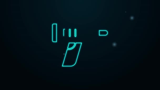 Glowing neon line Electric cordless screwdriver icon isolated on black background. Electric drill machine. Repair tool. 4K Video motion graphic animation — Stock Video