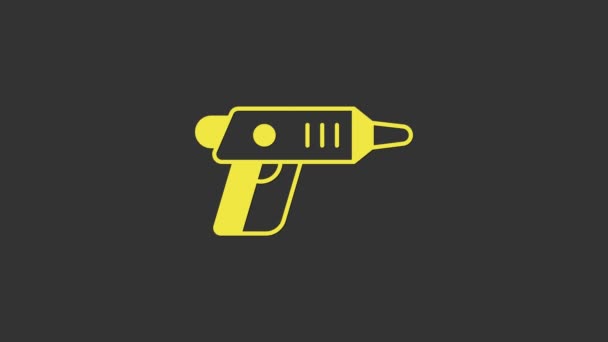 Yellow Electric cordless screwdriver icon isolated on grey background. Electric drill machine. Repair tool. 4K Video motion graphic animation — Stock Video